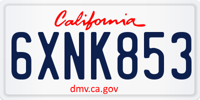CA license plate 6XNK853