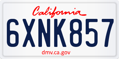 CA license plate 6XNK857