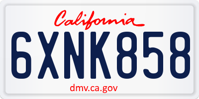 CA license plate 6XNK858