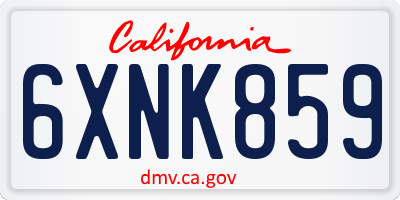 CA license plate 6XNK859
