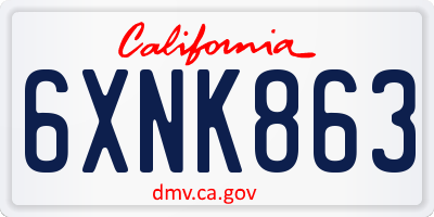 CA license plate 6XNK863