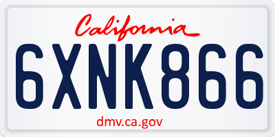 CA license plate 6XNK866