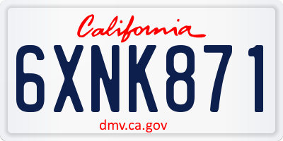 CA license plate 6XNK871