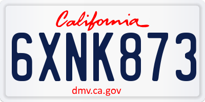 CA license plate 6XNK873