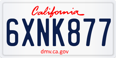 CA license plate 6XNK877