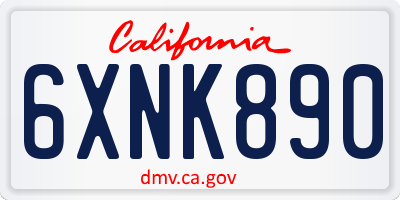 CA license plate 6XNK890