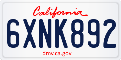 CA license plate 6XNK892