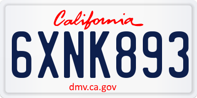 CA license plate 6XNK893