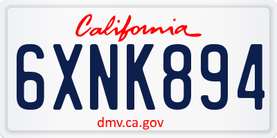 CA license plate 6XNK894