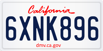 CA license plate 6XNK896