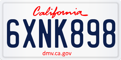 CA license plate 6XNK898