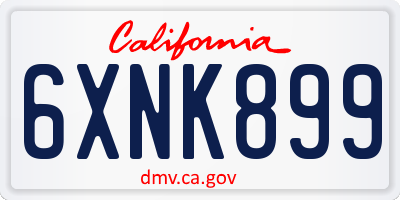 CA license plate 6XNK899