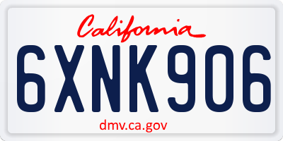 CA license plate 6XNK906