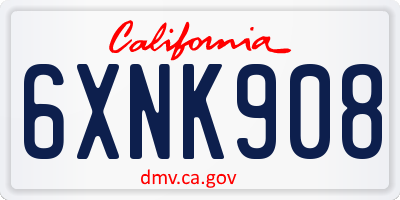CA license plate 6XNK908
