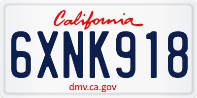 CA license plate 6XNK918