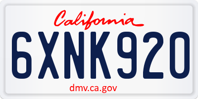CA license plate 6XNK920