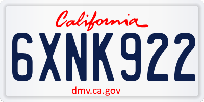 CA license plate 6XNK922
