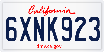 CA license plate 6XNK923
