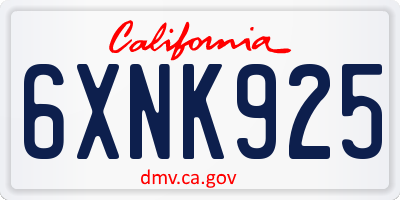 CA license plate 6XNK925