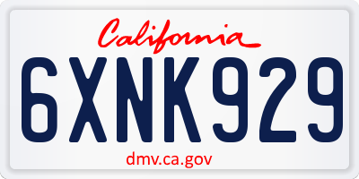 CA license plate 6XNK929