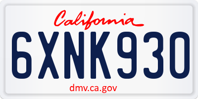 CA license plate 6XNK930