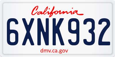CA license plate 6XNK932