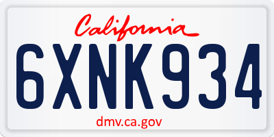 CA license plate 6XNK934