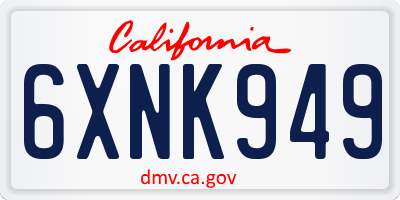CA license plate 6XNK949
