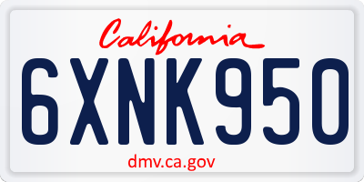 CA license plate 6XNK950