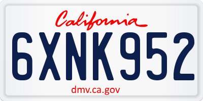 CA license plate 6XNK952