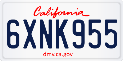CA license plate 6XNK955