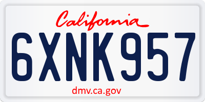 CA license plate 6XNK957