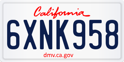 CA license plate 6XNK958