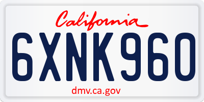 CA license plate 6XNK960