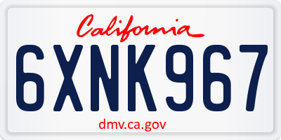CA license plate 6XNK967