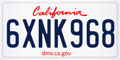 CA license plate 6XNK968