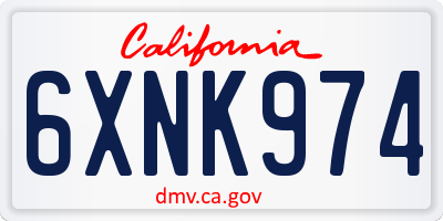CA license plate 6XNK974