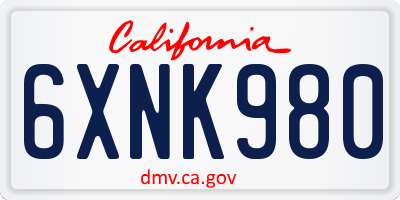 CA license plate 6XNK980