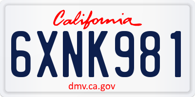 CA license plate 6XNK981