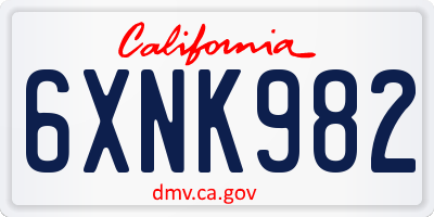 CA license plate 6XNK982