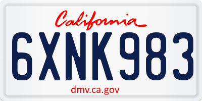 CA license plate 6XNK983