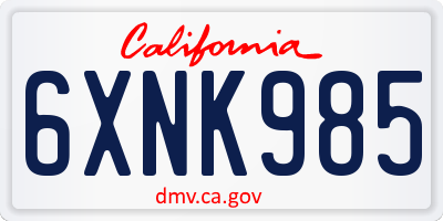 CA license plate 6XNK985