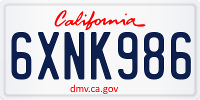 CA license plate 6XNK986