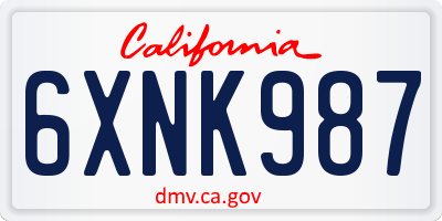 CA license plate 6XNK987