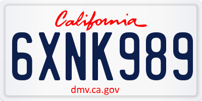 CA license plate 6XNK989