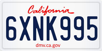 CA license plate 6XNK995