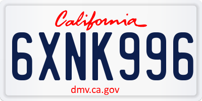 CA license plate 6XNK996