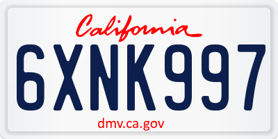 CA license plate 6XNK997