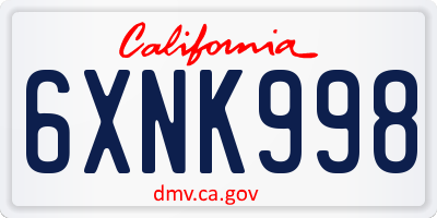 CA license plate 6XNK998