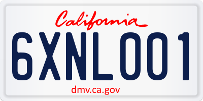 CA license plate 6XNL001